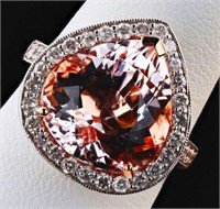 7.43CT MORGANITE & 1.27CTW DIA 14K ROSE GOLD RING