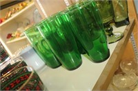 LOT OF FIVE GREEN GLASS TUMBLERS