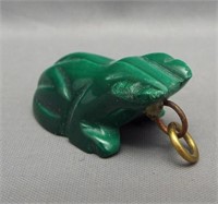African Congo frog malachite gemstone pendant.