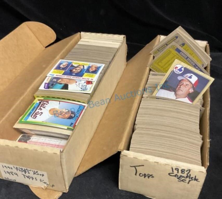 Two boxes of baseball cards tops 80s