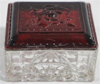 Anchor Hocking Ruby Red Embossed Box