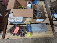 Pallet of Log Chains, Drill Bits, Misc