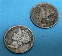 1940D and 1942 Silver Mercury Dimes