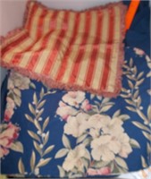 Vtg Rose Stripe Fringe & Floral Pillow Covers