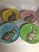 4 CORDON BLEU RABBIT PLATES IN ORIGINAL ROUND BOX!