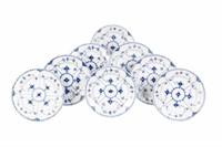 TWELVE ROYAL COPENHAGEN BLUE FLUTED DINNER PLATES