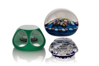 THREE BACCARAT GLASS PAPERWEIGHTS