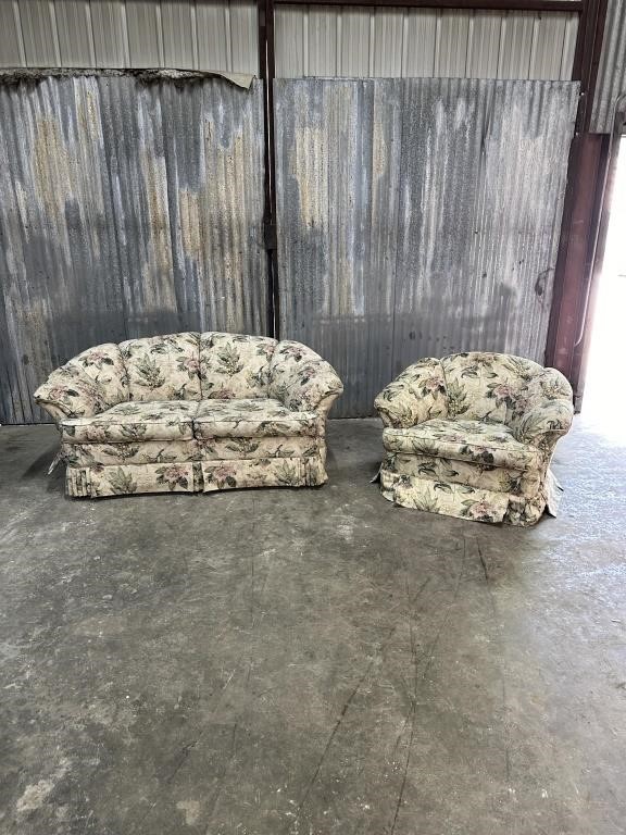 Floral arm chair and sofa