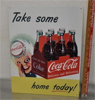 Retro style metal Coke sign. 12.5x16