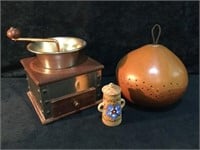 Coffee Grinder, Tortilla Warmer and a Wooden