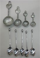 5 Sterling Silver Spoons & 4 Frog Measuring Spoons