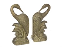 2 Metal Swan Bookends