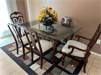 Glass Dinning set with chairs solid wood