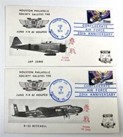 (2) Houston Philatelic 1974 Air Force Stamps