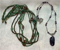 (2) Boho Fashion Natural Stone Necklaces