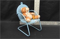 TINY METAL CHAIR WITH BEAR