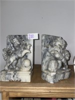 Pr of Cat Marble Bookends