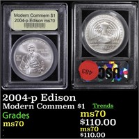 2004-p Edison Modern Commem Dollar $1 Graded ms70,