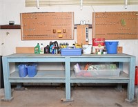 Work Bench, Peg Boards & Contents