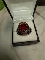 US Marines Ring in Gold Tone w/ Red Center Stone