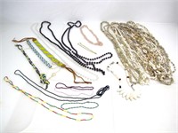 LOT OF ASSRTD SEASHELL, BEAD, & 1 QUARTZ NECKLACE