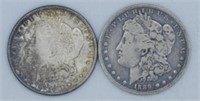(2) 1889 O & 1878 S Morgan Silver Dollars