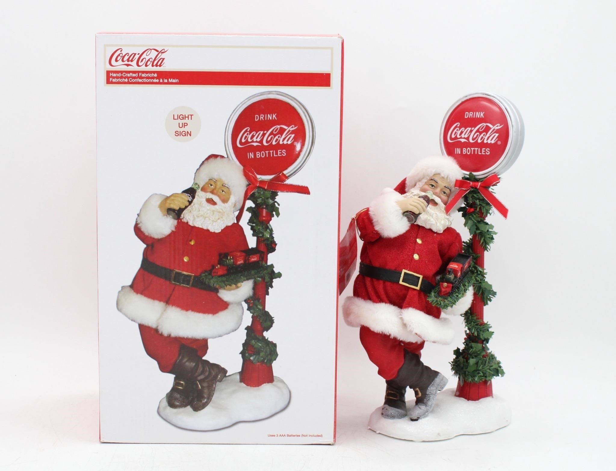 Kurt Adler 14" Santa With LED Coca Cola Sign NIB