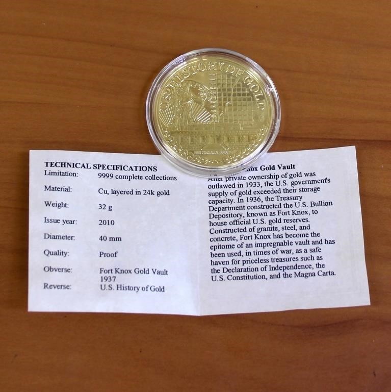 American Mint Fort Knox "History of Gold" Coin