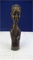 African Folk Art Wooden Statuette: 15.5" Tall