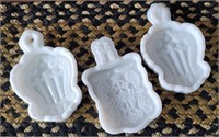 3 milk glass butter/cookie molds - imperial Glass