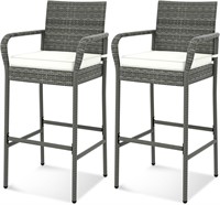 $160  Tangkula Patio Wicker Barstools Set of 2