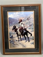 Framed Replica of An Indian Trapper by Remington