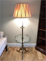 Stiffel French Provincial Floor Lamp w/Glass Table