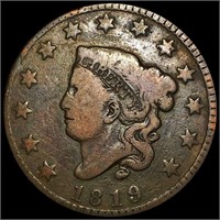 1819 Braided Hair Large Cent NICELY CIRCULATED