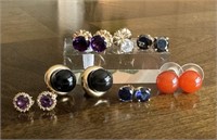 Gold & Gemstone Stud Earrings