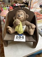 Handpainted, ceramic, baby monkey with Chair