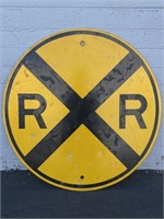 Vintage Retired Metal Railroad Crossing Sign 36"