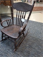 Hardwood spindle back childrens rocking chair