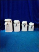 White ceramic cannisters set! 4 cannisters,
