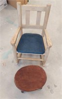 VINTAGE CHILDS ROCKER AND STOOL