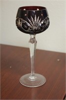 A Ruby Red Cut Glass Goblet