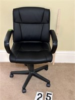 Matching Black Leather office chair on wheels