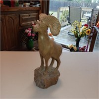 Solid Wood Bighorn Figure Statue