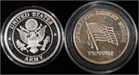 (2) 1 OZ .999 SILVER MILITARY ROUNDS