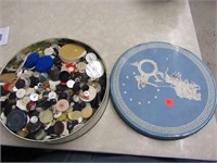 Tin of Antique Buttons.