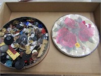 Tin of Antique Buttons.