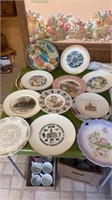PLATES OF PLACES AND 2 FLORAL OLD PLATES