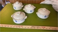 4 STONEWARE SERVING BOWLS WITH LIDS