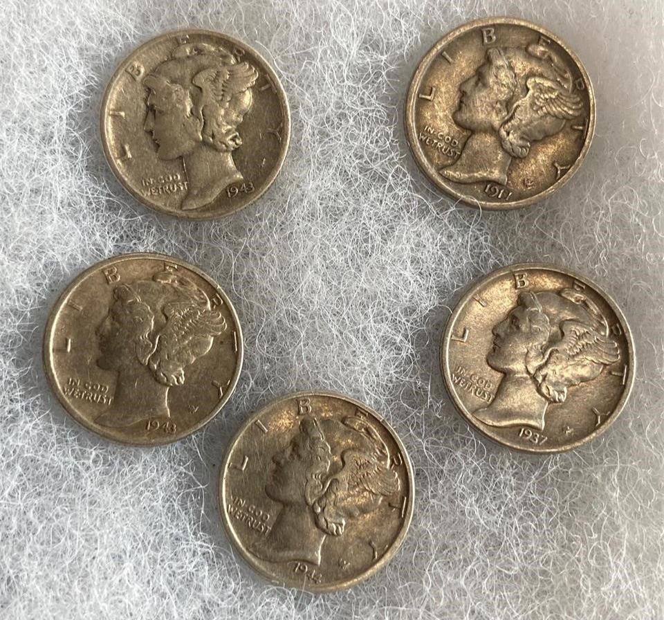 5 Mercury Dimes