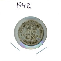 1942 British Silver Six Pence Traditional Wedding